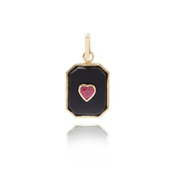 Onyx Ruby Heart Charm