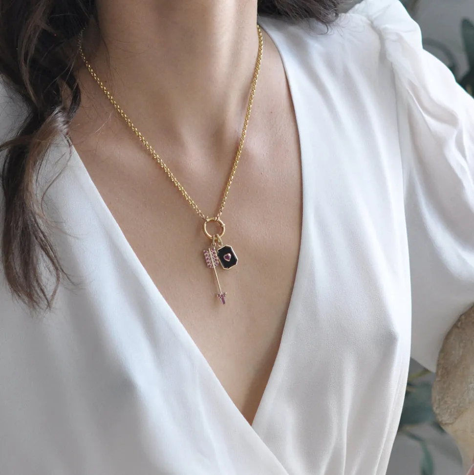 Onyx Ruby Heart Charm