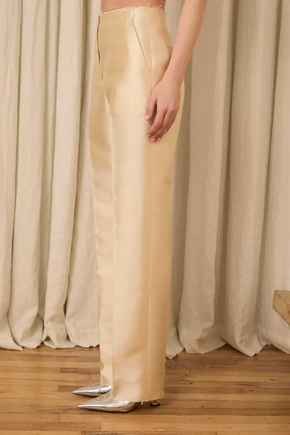 Ophelia Slim Leg Pant in Silk & Wool