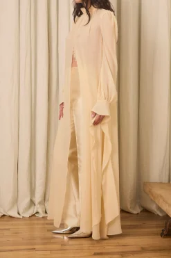 Ophelia Slim Leg Pant in Silk & Wool