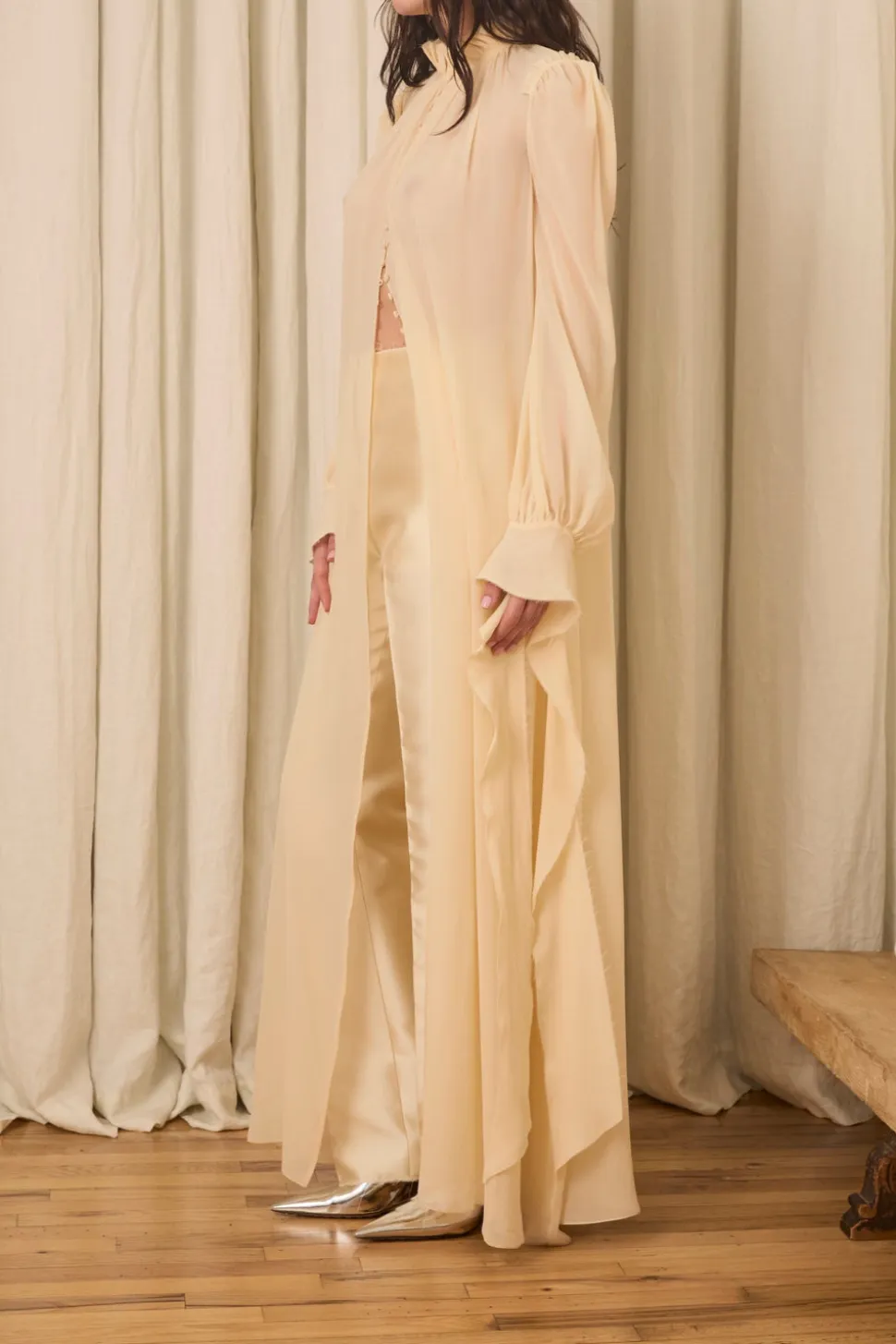 Ophelia Slim Leg Pant in Silk & Wool