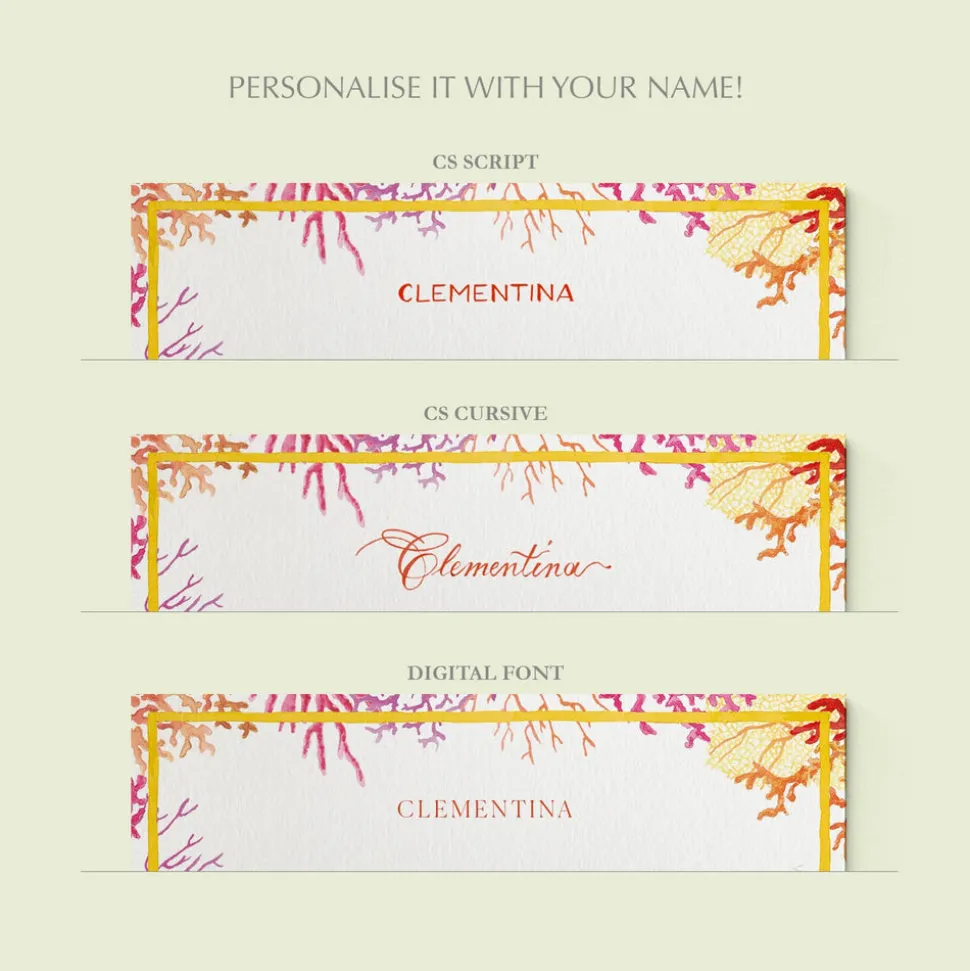 Orange Corals Stationery Cards, Personalized Set of 50