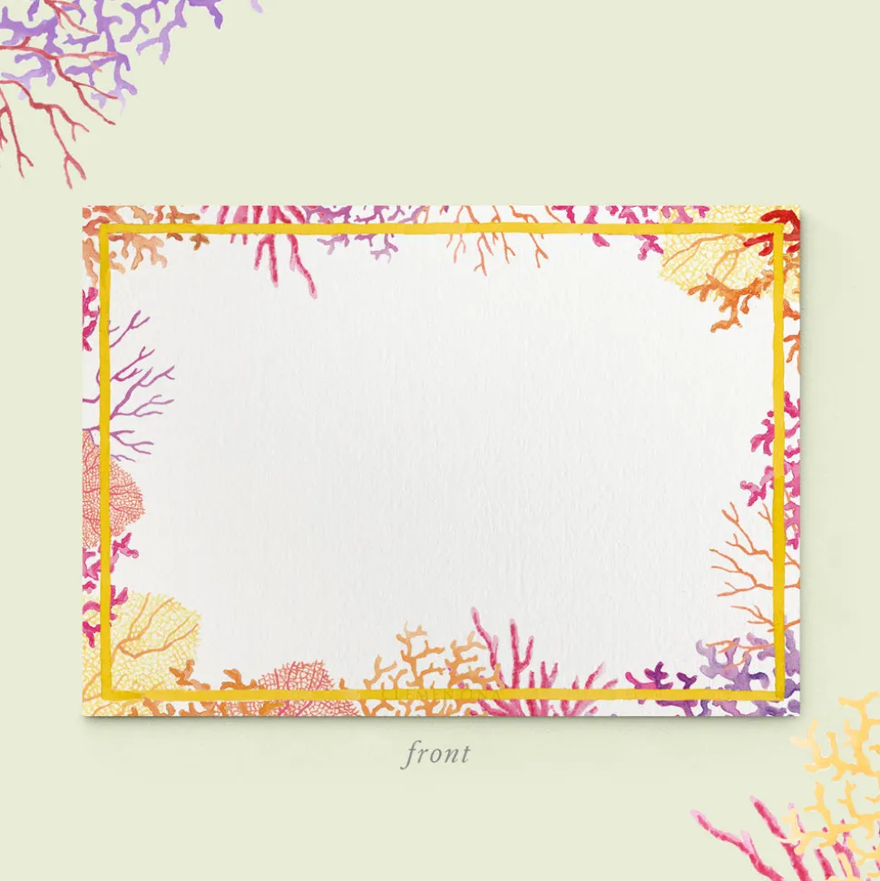 Orange Corals Stationery Cards, Personalized Set of 50