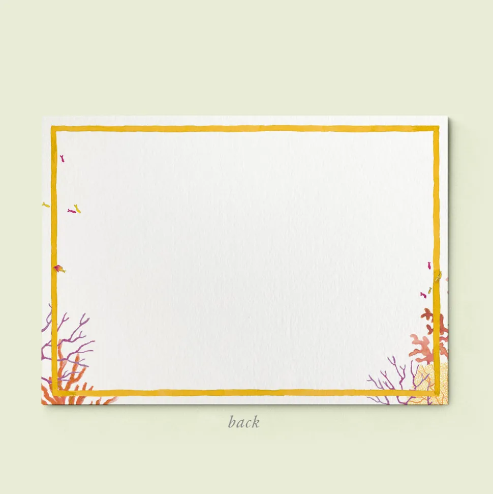 Orange Corals Stationery Cards, Personalized Set of 50