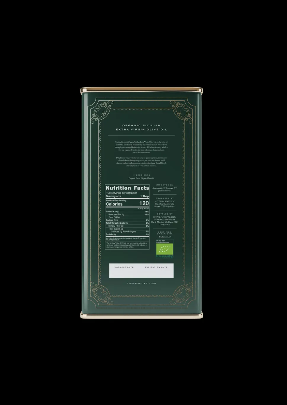 Organic Extra Virgin Olive Oil Tin