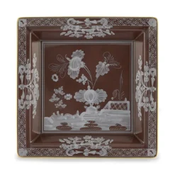 Oriente Italiano Oggetti Large Squared Change Tray in Castagna