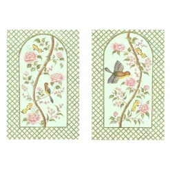 Original Chinoiserie Panels on Silk | Le Jardin De Elizabeth, Set of 2