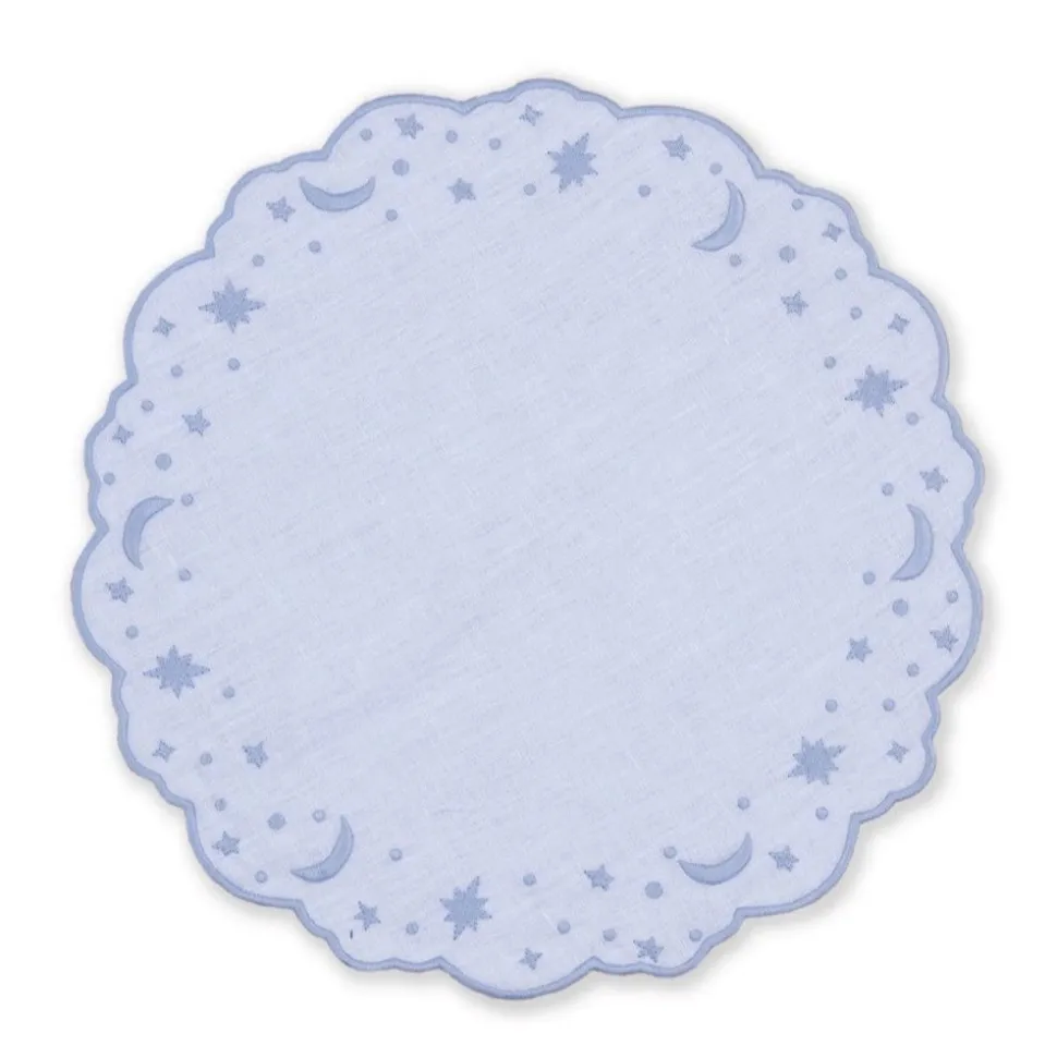 OTM Exclusive: Astral Linen Placemat in Ice Blue and Ice Blue Embroidery