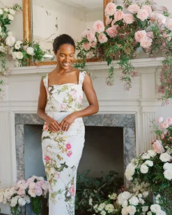 OTM Exclusive: Bridal Midi Dress in White Floral