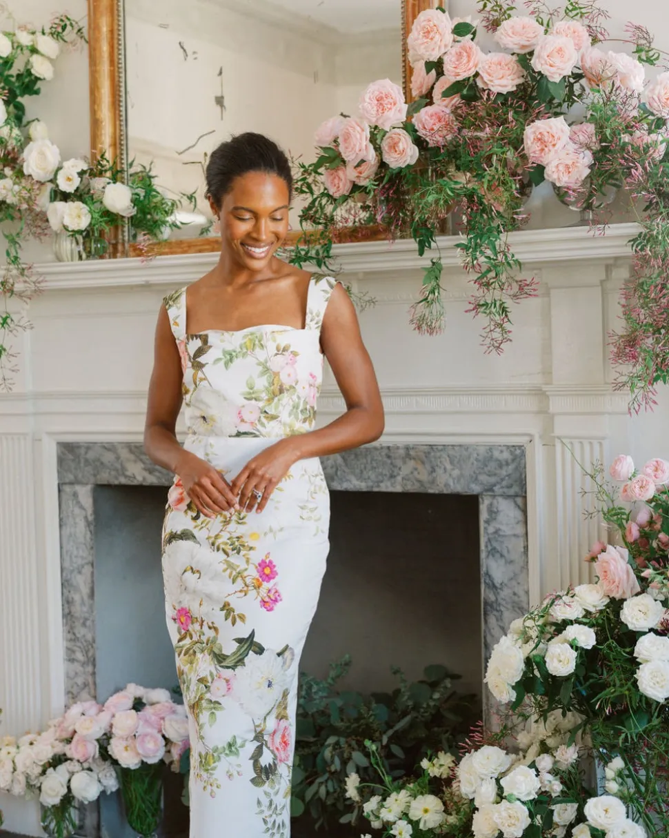 OTM Exclusive: Bridal Midi Dress in White Floral