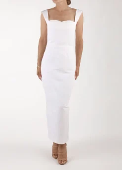 OTM Exclusive: Bridal Silk Faille Midi Dress in White
