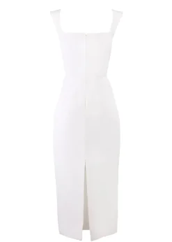 OTM Exclusive: Bridal Silk Faille Midi Dress in White