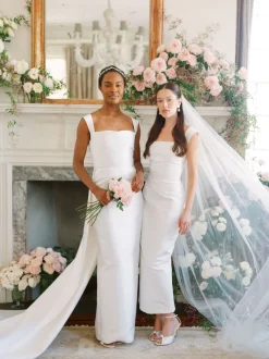 OTM Exclusive: Bridal Silk Faille Midi Dress in White