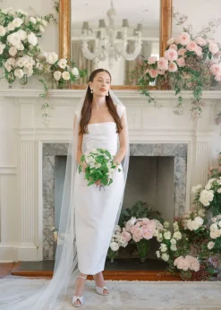 OTM Exclusive: Bridal Silk Faille Midi Dress in White