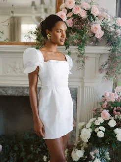 OTM Exclusive: Bridal Silk Faille Mini Dress in White