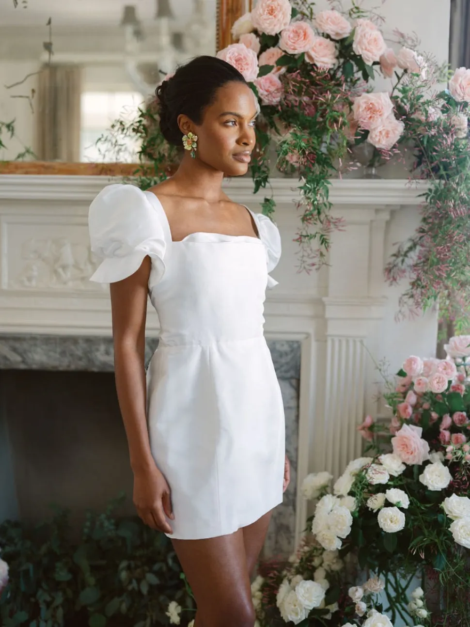 OTM Exclusive: Bridal Silk Faille Mini Dress in White