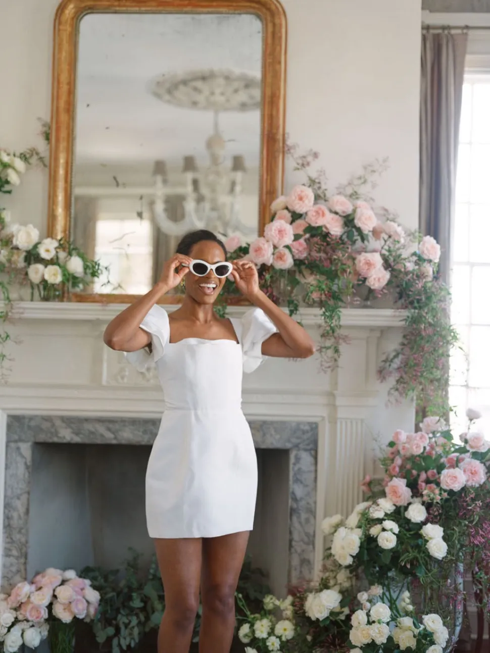 OTM Exclusive: Bridal Silk Faille Mini Dress in White