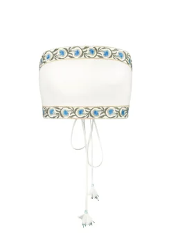 OTM Exclusive: Carnation Crop Top in White & Blue