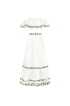 OTM Exclusive: Carnation Off-The-Shoulder Top in White & Blue