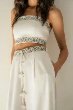 OTM Exclusive: Carnation Pants in White & Blue