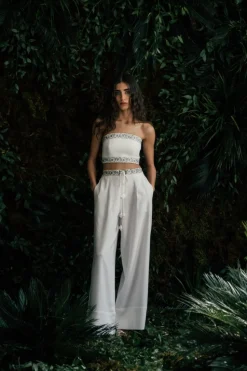 OTM Exclusive: Carnation Pants in White & Blue