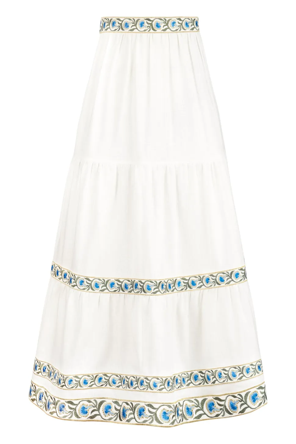 OTM Exclusive: Carnation Ruffle Skirt in Off-White & Blue