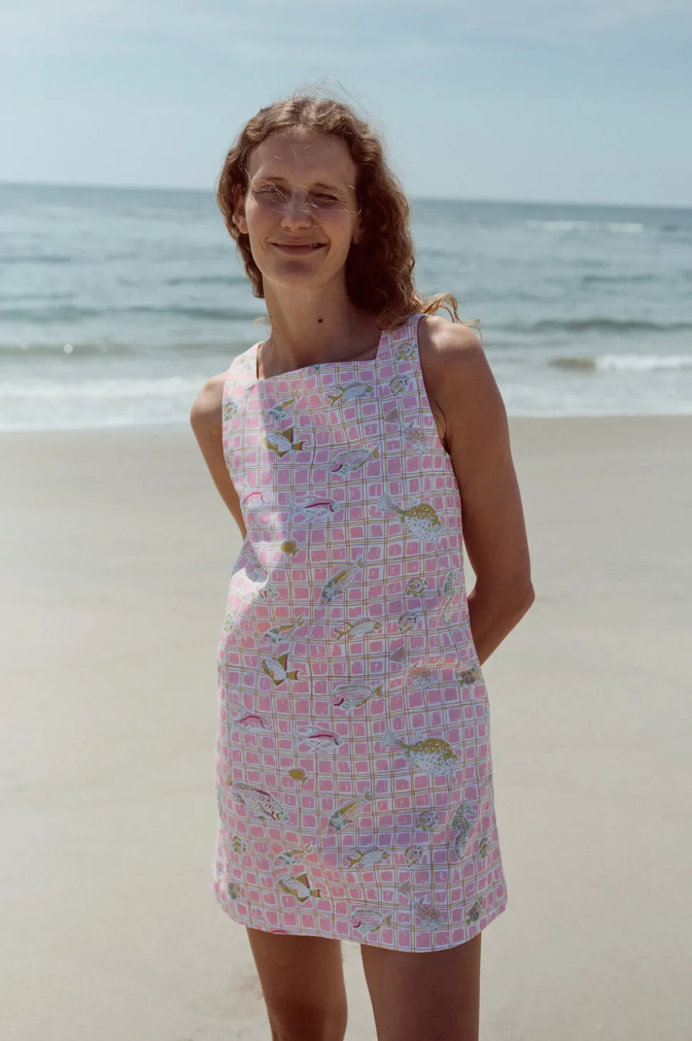 OTM Exclusive: Classic Mini Shift Dress in Pink Fishing Net