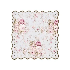 OTM Exclusive: Delphine Placemat and Napkin Set in Sea Foam with Forest Green Embroidery