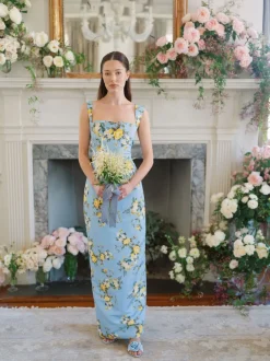 OTM Exclusive: Dress in Blue & Yellow Floral