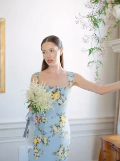 OTM Exclusive: Dress in Blue & Yellow Floral
