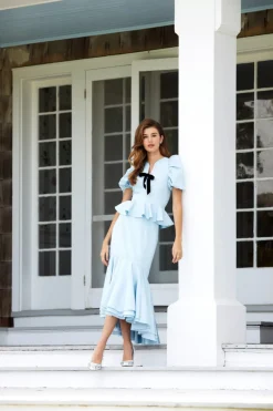 OTM Exclusive: Freddie Blouse in Blue Moire