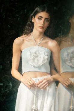 OTM Exclusive: Gol Bustier Top in Blue & White
