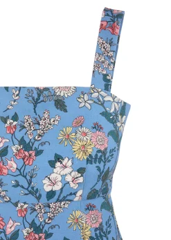 OTM Exclusive: Long Slip Dress in Blue Multi Floral