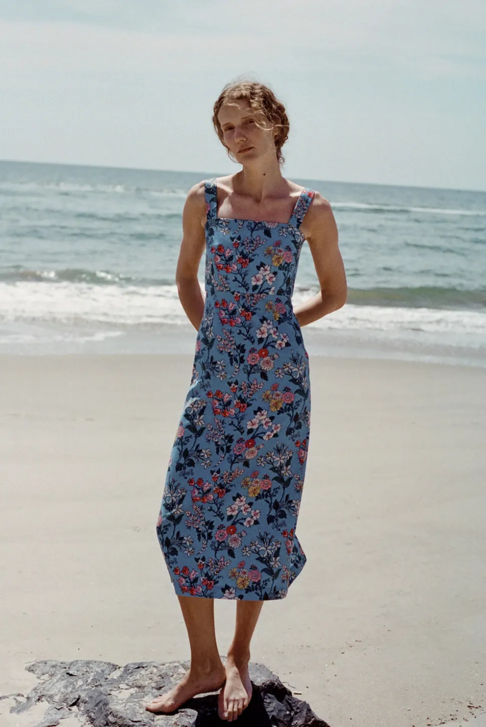 OTM Exclusive: Long Slip Dress in Blue Multi Floral