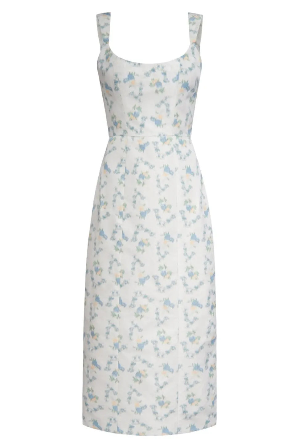 OTM Exclusive: Numa White Floral Ikat Corset Dress With Back Slit