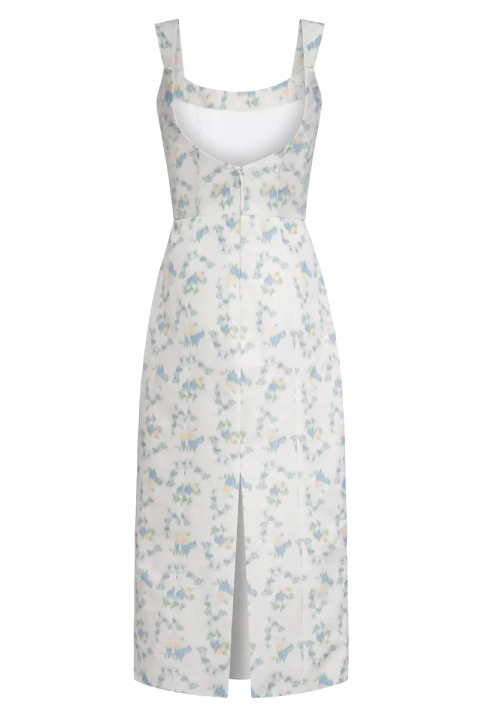 OTM Exclusive: Numa White Floral Ikat Corset Dress With Back Slit