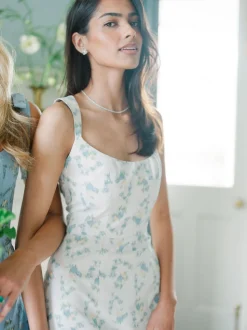 OTM Exclusive: Numa White Floral Ikat Corset Dress With Back Slit
