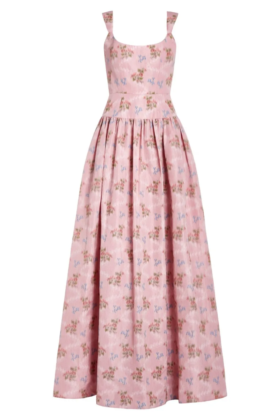 OTM Exclusive: Octavia Pink Floral Ikat Drop Waist Gown