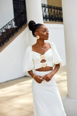 OTM Exclusive: Silk Rosa Cut Out Top in Ivory