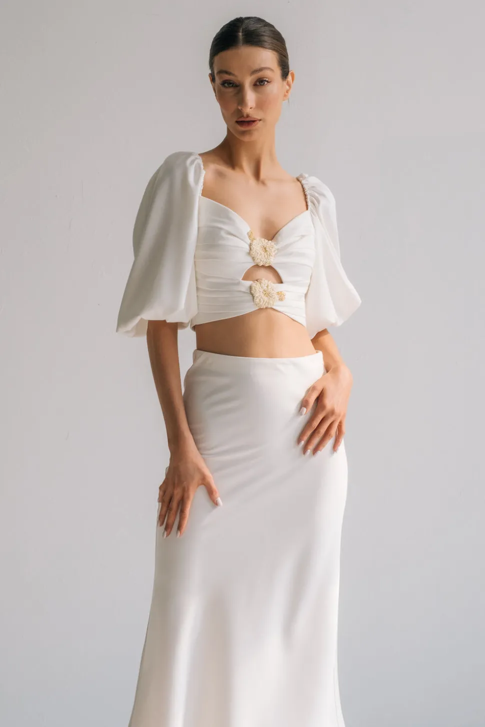OTM Exclusive: Silk Rosa Cut Out Top in Ivory