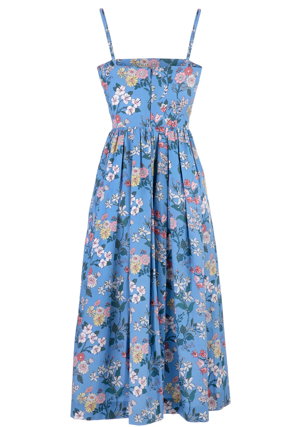OTM Exclusive: Skinny-Strap Poof Dress in Blue Multi Floral