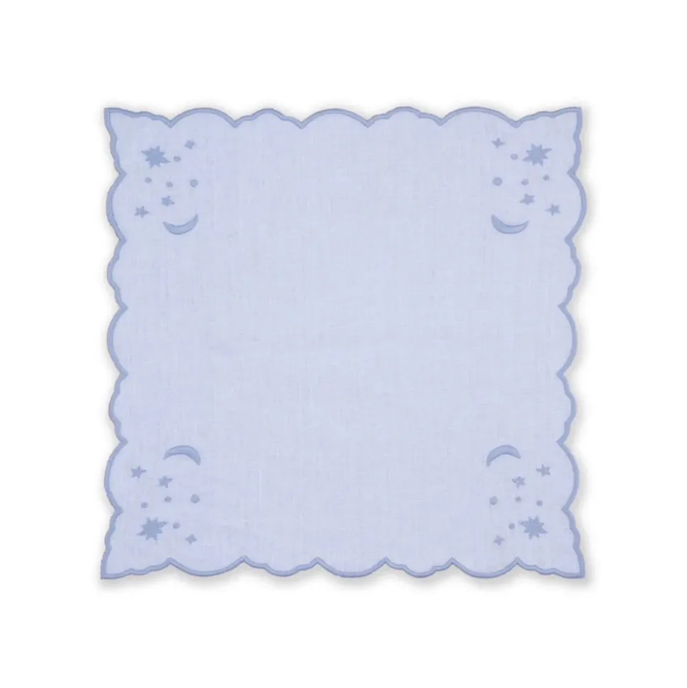 OTM Exclusive: The Astral Linen Napkin in Ice Blue and Ice Blue Embroidery