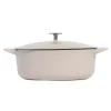 Oval Enameled Cast Iron Dutch Oven in Antique White