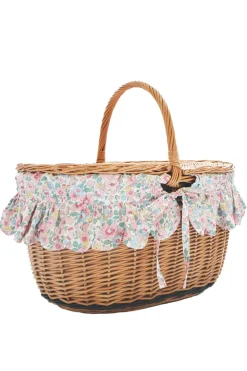 Oval Picnic Basket Made With Liberty Fabric in Betsy Candy Floss