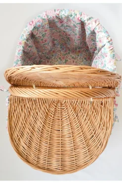 Oval Picnic Basket Made With Liberty Fabric in Betsy Candy Floss