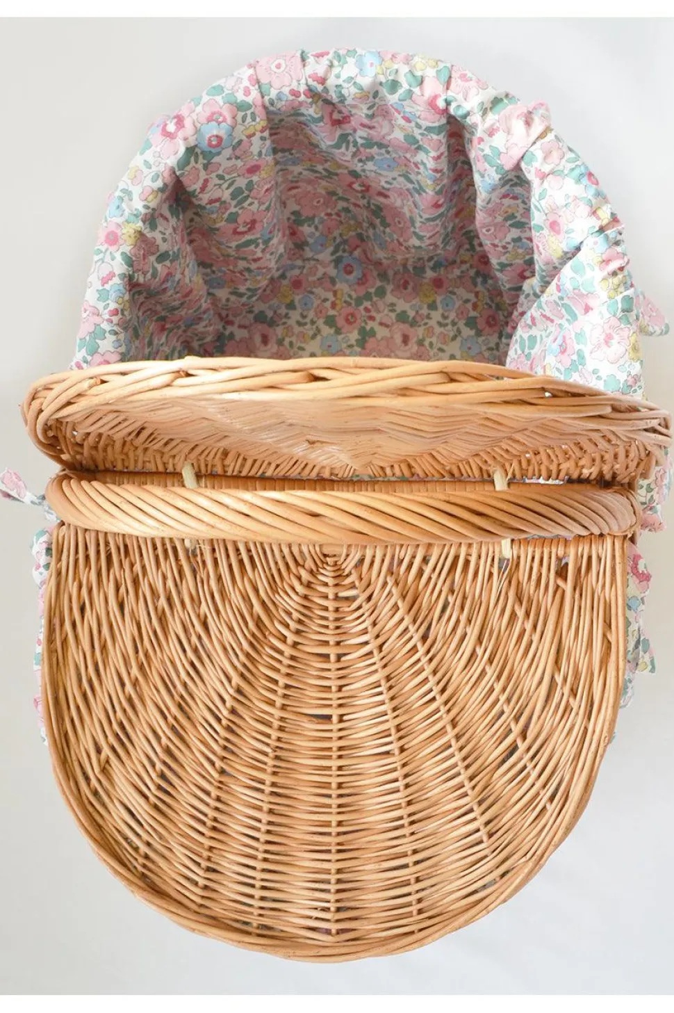 Oval Picnic Basket Made With Liberty Fabric in Betsy Candy Floss