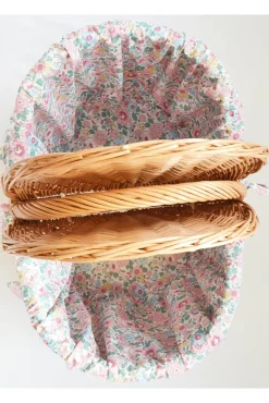 Oval Picnic Basket Made With Liberty Fabric in Betsy Candy Floss