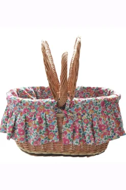 Oval Picnic Basket Made With Liberty Fabric in Betsy Pink