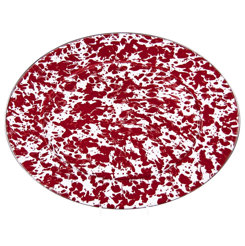 Oval Platter in in Red Swirl