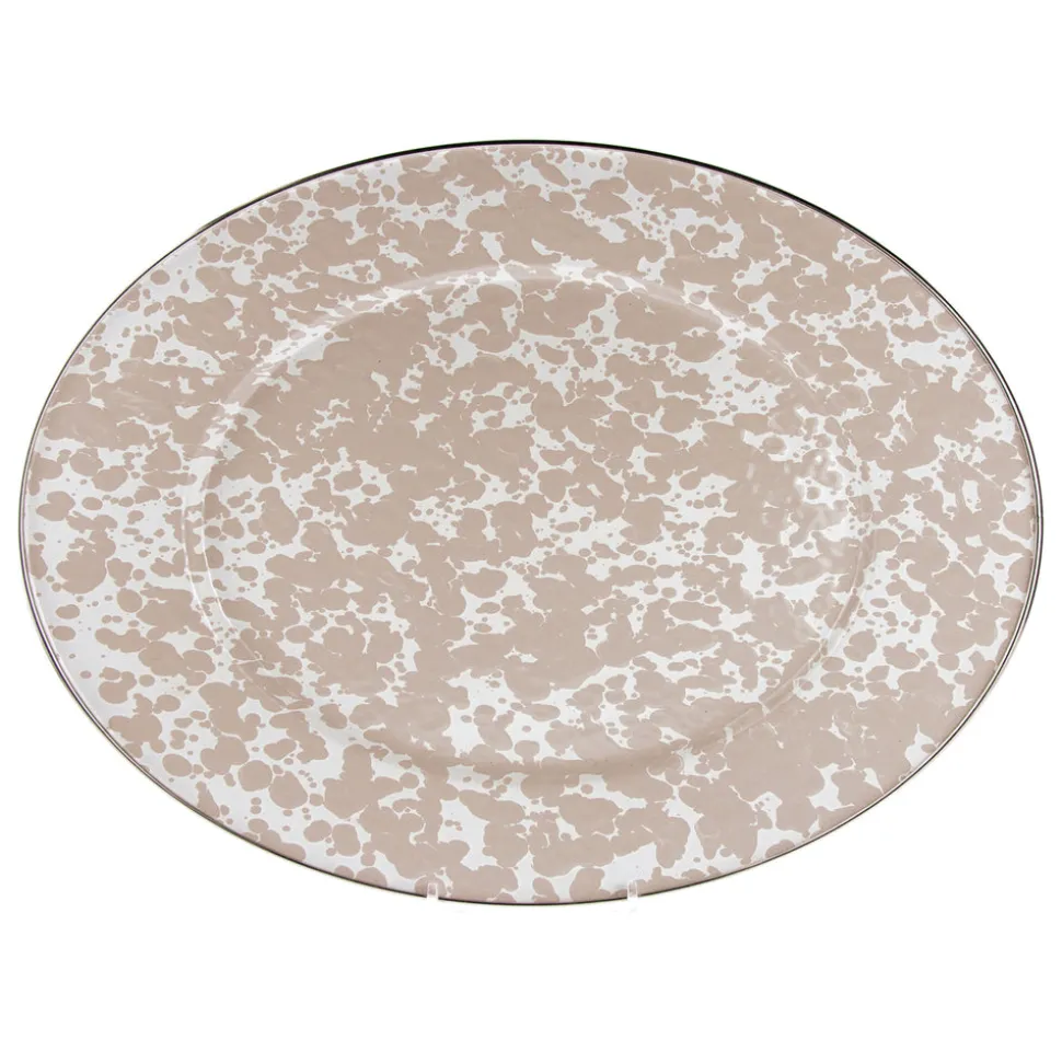 Oval Platter in Taupe Swirl